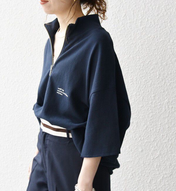 SHIPS any「SHIPS any: COTTON USA ワンポイント ロゴ ハーフジップ Tシャツ◇」|Tシャツ・カットソー|