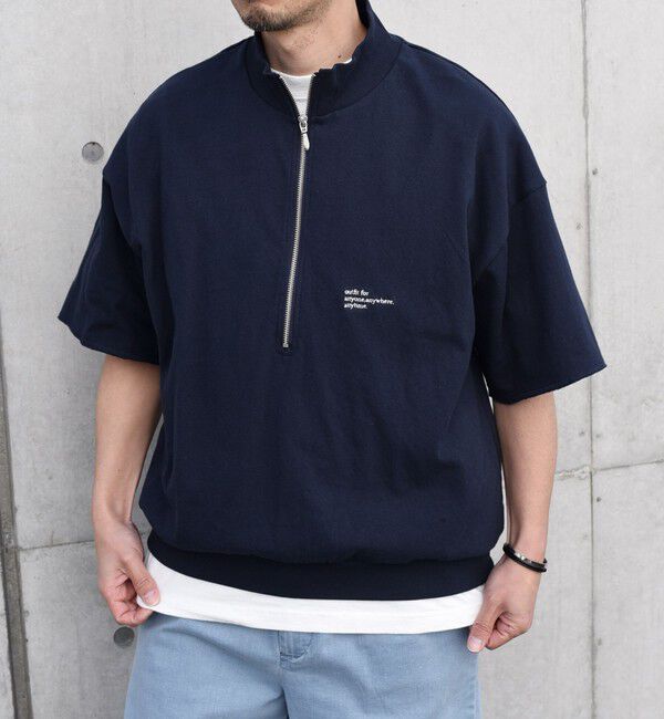 SHIPS any「SHIPS any: COTTON USA ワンポイント ロゴ ハーフジップ Tシャツ◇」|Tシャツ・カットソー|