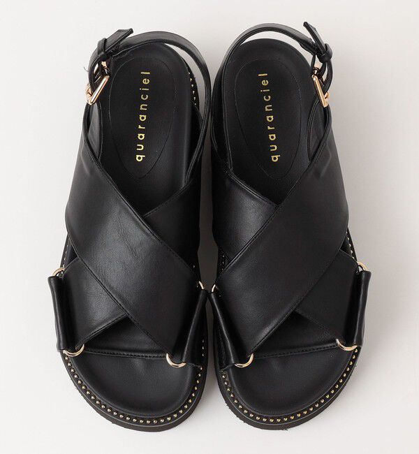 quaranciel「quaranciel: プラットフォーム クロス スタッズ サンダル」|サンダル|