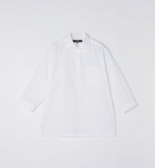 SHIPS Colors 「SHIPS Colors:〈洗濯機可能〉シアーサッカー スキッパー 7分袖 シャツ」|シャツ・ブラウス|