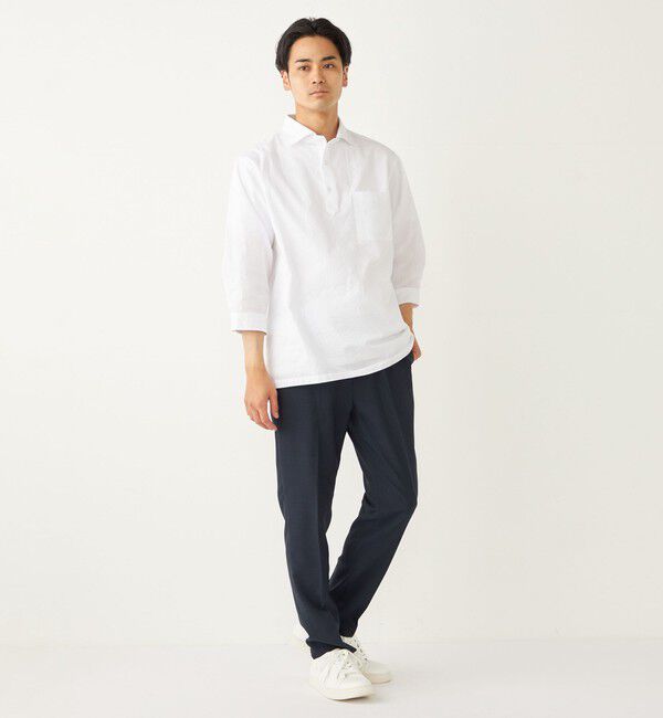 SHIPS Colors 「SHIPS Colors:〈洗濯機可能〉シアーサッカー スキッパー 7分袖 シャツ」|シャツ・ブラウス|