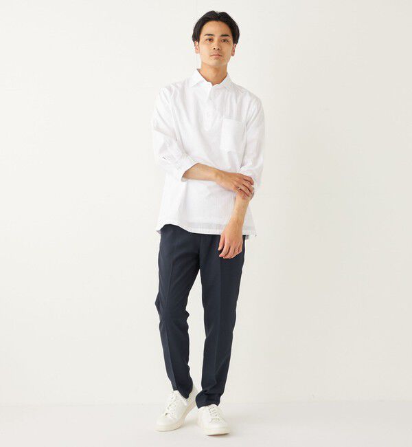 SHIPS Colors 「SHIPS Colors:〈洗濯機可能〉シアーサッカー スキッパー 7分袖 シャツ」|シャツ・ブラウス|