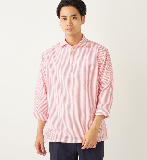 SHIPS Colors 「SHIPS Colors:〈洗濯機可能〉シアーサッカー スキッパー 7分袖 シャツ」|シャツ・ブラウス|