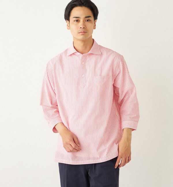 SHIPS Colors 「SHIPS Colors:〈洗濯機可能〉シアーサッカー スキッパー 7分袖 シャツ」|シャツ・ブラウス|