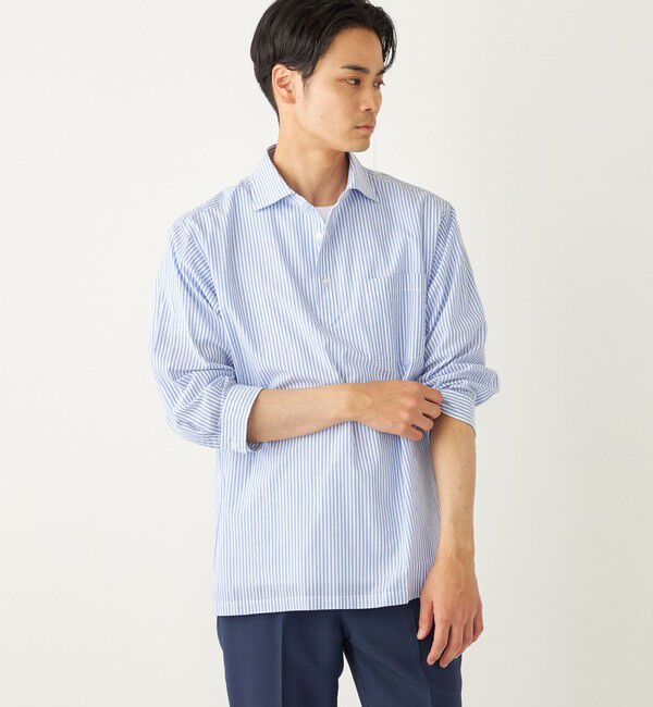 SHIPS Colors 「SHIPS Colors:〈洗濯機可能〉シアーサッカー スキッパー 7分袖 シャツ」|シャツ・ブラウス|