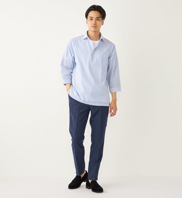 SHIPS Colors 「SHIPS Colors:〈洗濯機可能〉シアーサッカー スキッパー 7分袖 シャツ」|シャツ・ブラウス|