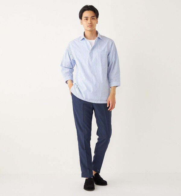 SHIPS Colors 「SHIPS Colors:〈洗濯機可能〉シアーサッカー スキッパー 7分袖 シャツ」|シャツ・ブラウス|