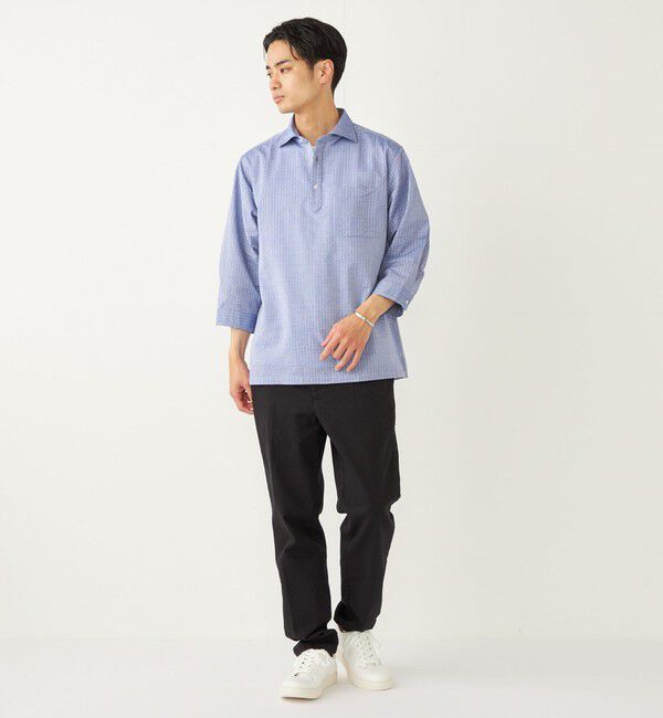 SHIPS Colors 「SHIPS Colors:〈洗濯機可能〉シアーサッカー スキッパー 7分袖 シャツ」|シャツ・ブラウス|