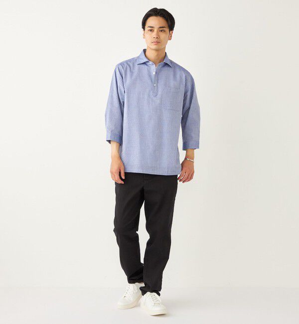 SHIPS Colors 「SHIPS Colors:〈洗濯機可能〉シアーサッカー スキッパー 7分袖 シャツ」|シャツ・ブラウス|