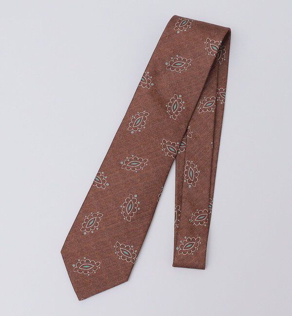 SHIPS「SHIPS: LUXURY シルク リーフモチーフ プリント ネクタイ」|ネクタイ・蝶ネクタイ|ブラウン