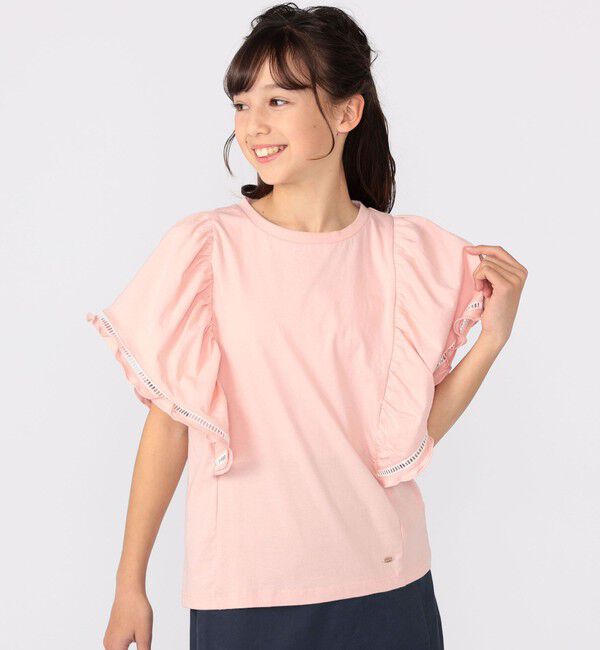 SHIPS KIDS「SHIPS KIDS:140～150cm / はしご レース 半袖 TEE」|Tシャツ・カットソー|