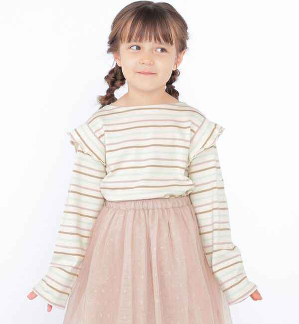 SHIPS KIDS「SHIPS KIDS:100～130cm / オーガニック コットン フリル プルオーバー」|Tシャツ・カットソー|