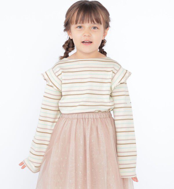 SHIPS KIDS「SHIPS KIDS:100～130cm / オーガニック コットン フリル プルオーバー」|Tシャツ・カットソー|