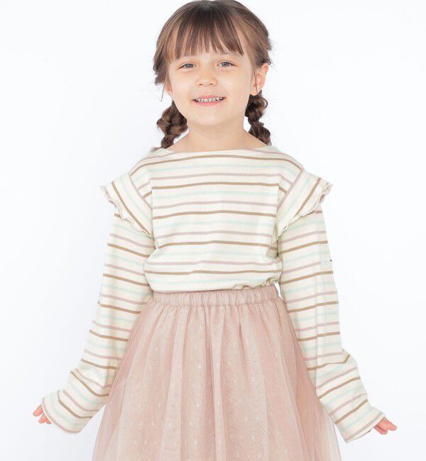 SHIPS KIDS「SHIPS KIDS:100～130cm / オーガニック コットン フリル プルオーバー」|Tシャツ・カットソー|