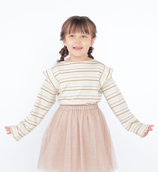 SHIPS KIDS「SHIPS KIDS:100～130cm / オーガニック コットン フリル プルオーバー」|Tシャツ・カットソー|