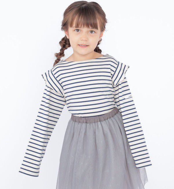 SHIPS KIDS「SHIPS KIDS:100～130cm / オーガニック コットン フリル プルオーバー」|Tシャツ・カットソー|