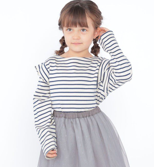 SHIPS KIDS「SHIPS KIDS:100～130cm / オーガニック コットン フリル プルオーバー」|Tシャツ・カットソー|