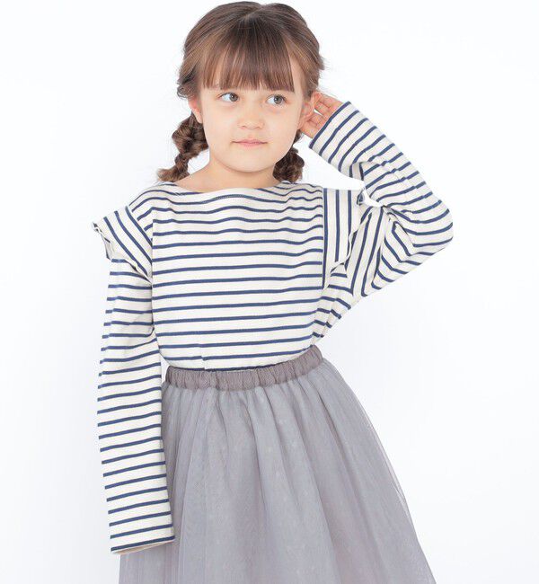 SHIPS KIDS「SHIPS KIDS:100～130cm / オーガニック コットン フリル プルオーバー」|Tシャツ・カットソー|