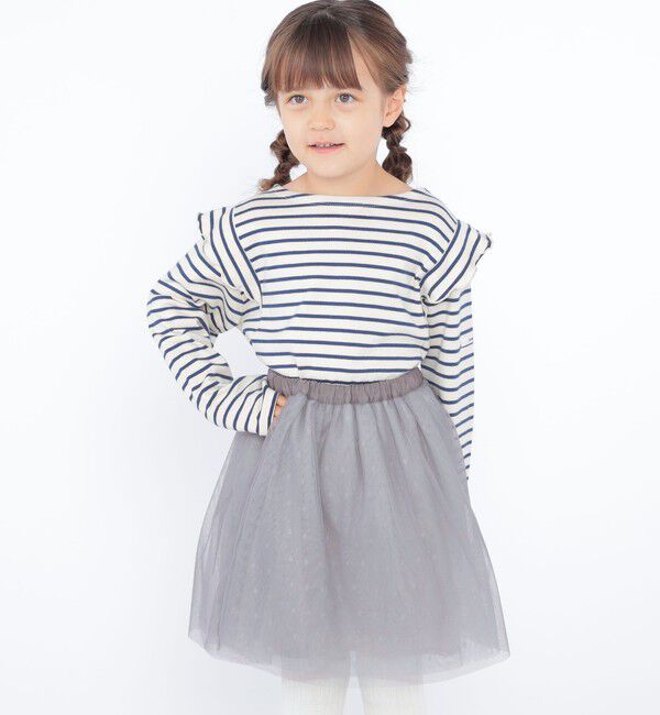 SHIPS KIDS「SHIPS KIDS:100～130cm / オーガニック コットン フリル プルオーバー」|Tシャツ・カットソー|