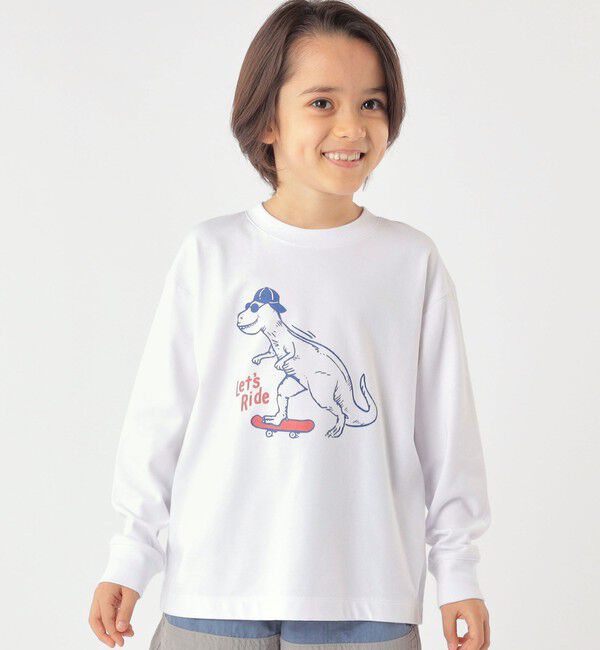 SHIPS KIDS「SHIPS KIDS:100～130cm /〈吸水速乾〉恐竜 プリント 長袖 TEE」|Tシャツ・カットソー|