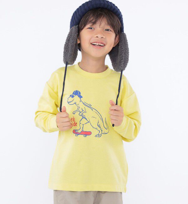 SHIPS KIDS「SHIPS KIDS:100～130cm /〈吸水速乾〉恐竜 プリント 長袖 TEE」|Tシャツ・カットソー|