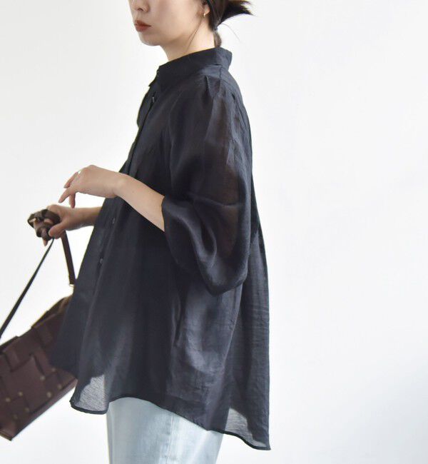quaranciel「quaranciel:〈洗濯機可能〉シアー ボリュームスリーブ ヨーク ギャザー シャツ ブラウス」|シャツ・ブラウス|