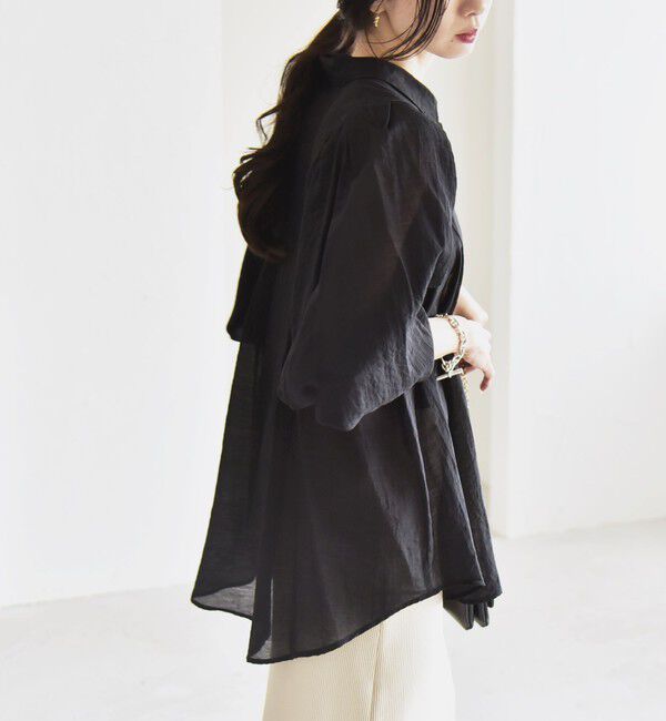 quaranciel「quaranciel:〈洗濯機可能〉シアー ボリュームスリーブ ヨーク ギャザー シャツ ブラウス」|シャツ・ブラウス|