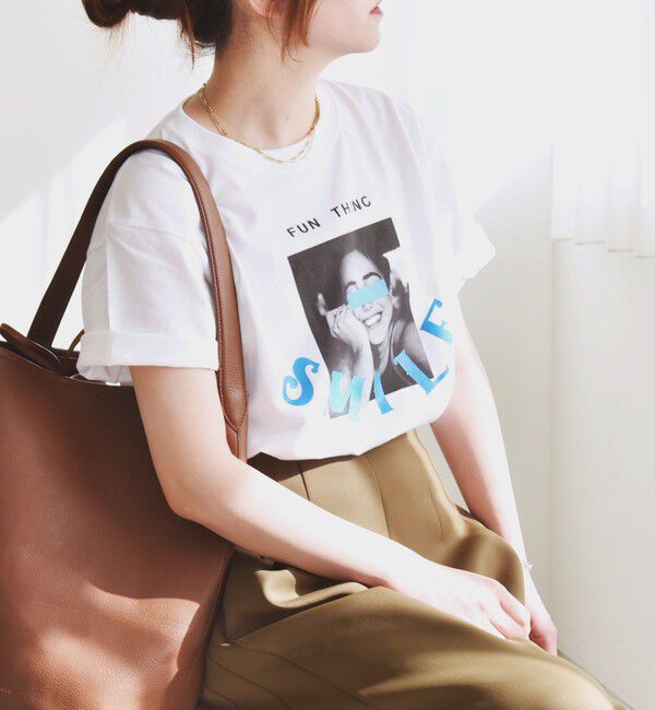 quaranciel「ANGE IN DISGUISE:〈手洗い可能〉コットン フォト & ロゴ TEE」|Tシャツ・カットソー|ホワイト系2