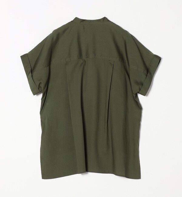 quaranciel「quaranciel:〈手洗い可能〉バンドカラー ハーフスリーブ ポケット ワーク シャツ」|シャツ・ブラウス|