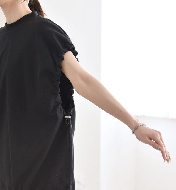 quaranciel「quaranciel:〈接触冷感/汗染み防止加工/洗濯機可能〉ドロスト ギャザー チュニック TEE」|Tシャツ・カットソー|