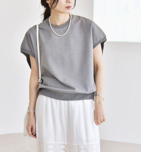 quaranciel「quaranciel:〈洗濯機可能〉ライト ポンチ コンパクト フレンチスリーブ TEE」|Tシャツ・カットソー|