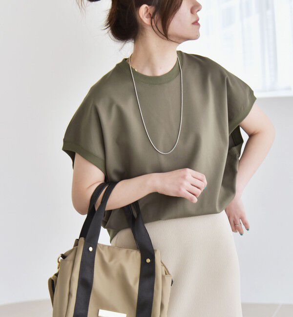 quaranciel「quaranciel:〈洗濯機可能〉ライト ポンチ コンパクト フレンチスリーブ TEE」|Tシャツ・カットソー|