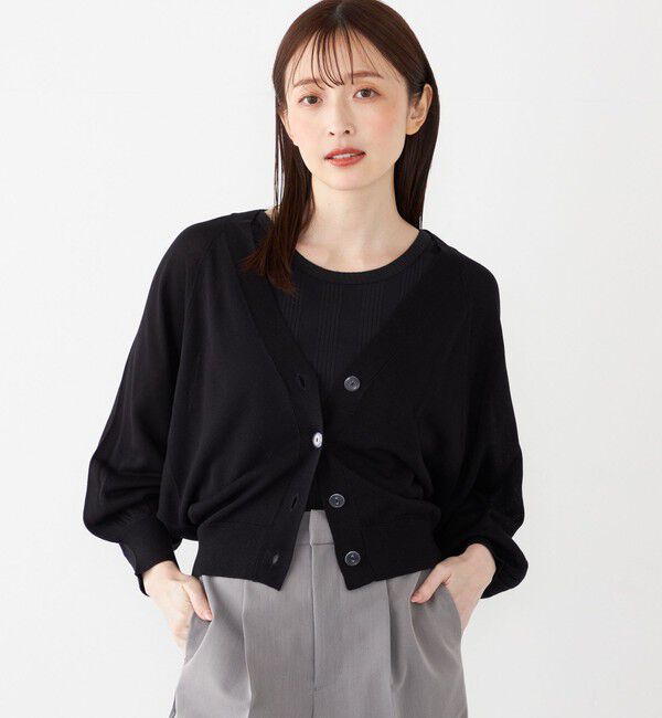 SHIPS Colors 「SHIPS Colors:〈手洗い可能〉レーヨンナイロン ドルマン カーディガン」|カーディガン|ブラック