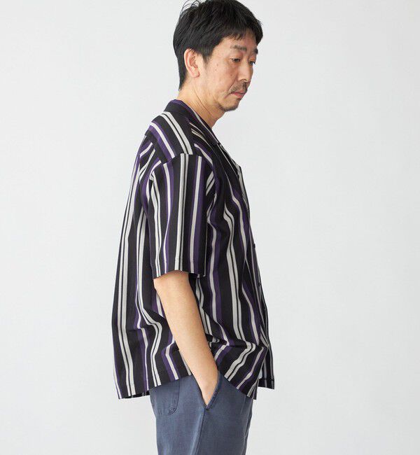 SHIPS「SHIPS: ハニカム ストライプ ショートスリーブ オープンカラー シャツ」|シャツ・ブラウス|