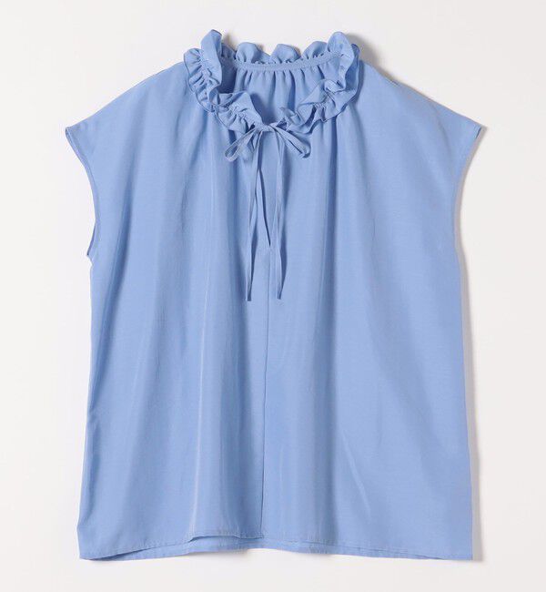 quaranciel「《追加予約》quaranciel:〈洗濯機可能〉フリルカラー リボン フレンチスリーブ ブラウス」|シャツ・ブラウス|