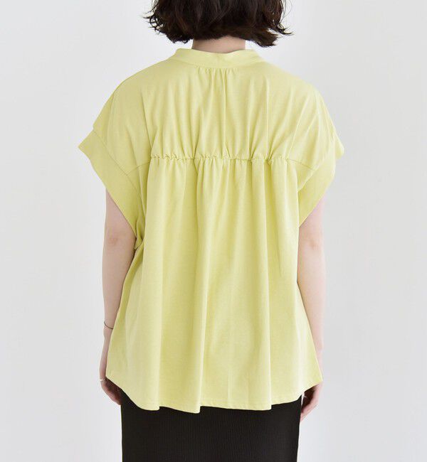 quaranciel「quaranciel:〈手洗い可能〉ギャザー スキッパー バンドカラー プルオーバー」|Tシャツ・カットソー|