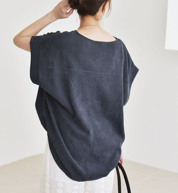 quaranciel「quaranciel:〈洗濯機可能〉ポリエステル ベロア ドロスト ルーズ プルオーバー」|Tシャツ・カットソー|