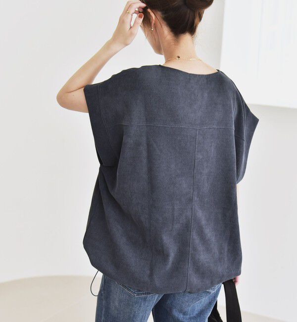 quaranciel「quaranciel:〈洗濯機可能〉ポリエステル ベロア ドロスト ルーズ プルオーバー」|Tシャツ・カットソー|