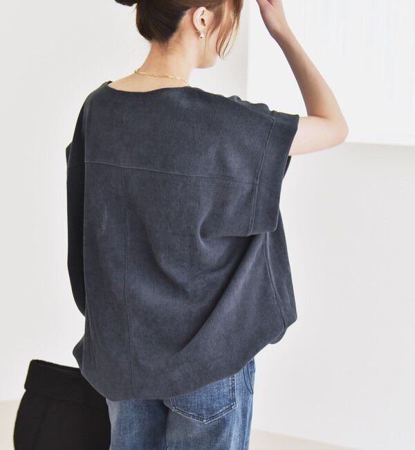 quaranciel「quaranciel:〈洗濯機可能〉ポリエステル ベロア ドロスト ルーズ プルオーバー」|Tシャツ・カットソー|