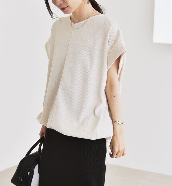 quaranciel「quaranciel:〈洗濯機可能〉ポリエステル ベロア ドロスト ルーズ プルオーバー」|Tシャツ・カットソー|