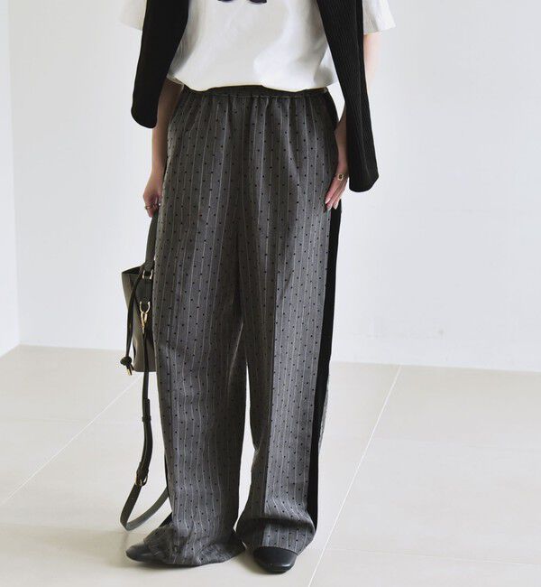 quaranciel「quaranciel:〈洗濯機可能〉フロッキー ドット ストライプ ライン イージー パンツ」|その他|