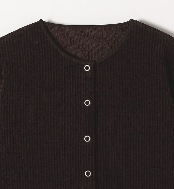 quaranciel「quaranciel:〈洗濯機可能〉ポリエステル ベロア リブ コンパクト スナップ カーディガン」|カーディガン|