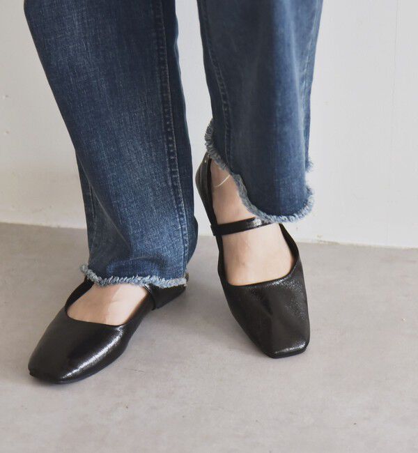 quaranciel「quaranciel: ストラップ スクエア フラット シューズ」|パンプス|