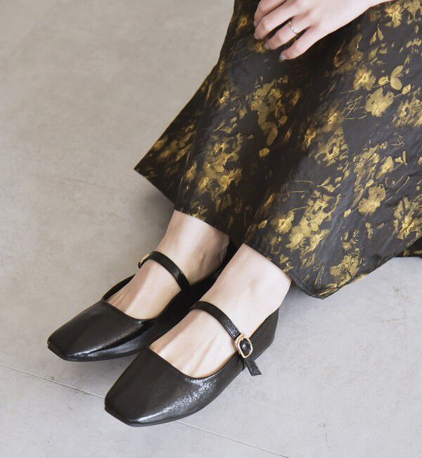 quaranciel「quaranciel: ストラップ スクエア フラット シューズ」|パンプス|