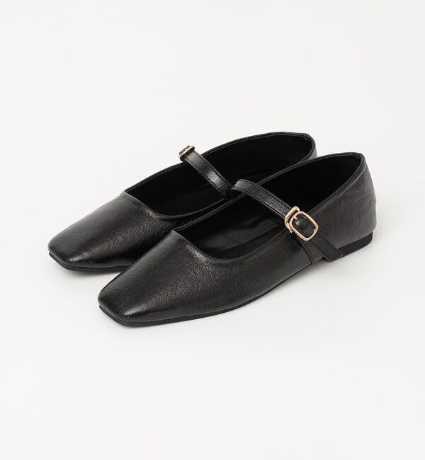 quaranciel「quaranciel: ストラップ スクエア フラット シューズ」|パンプス|