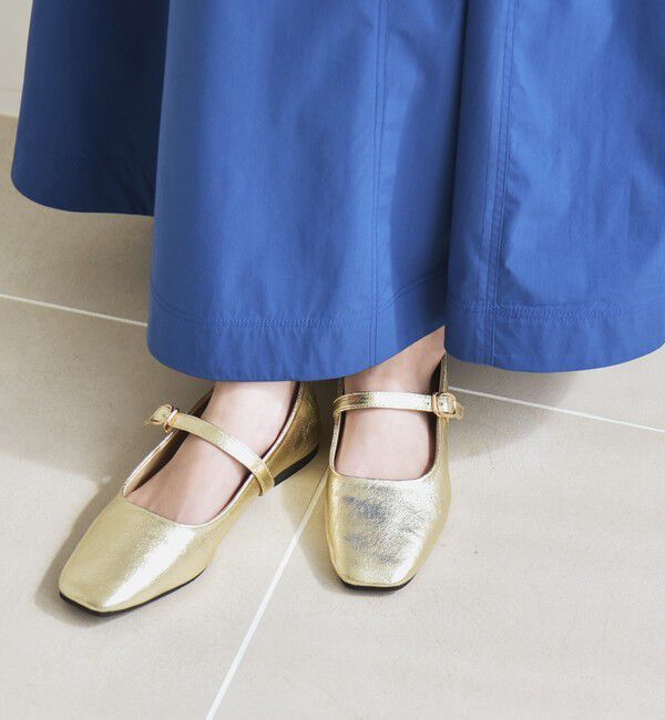 quaranciel「quaranciel: ストラップ スクエア フラット シューズ」|パンプス|