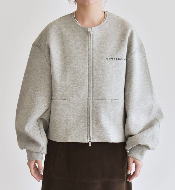 quaranciel「quaranciel:〈洗濯機可能〉ポンチ ロゴプリント スウェット ジップ ブルゾン カーディガン」|スウェット・ジャージ|