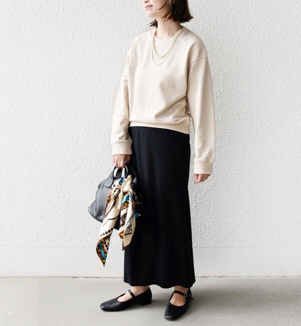 SHIPS for women「【WEB限定】〈手洗い可能〉パール調 ネックレス チャーム 付 ドルマン スウェット」|スウェット・ジャージ|