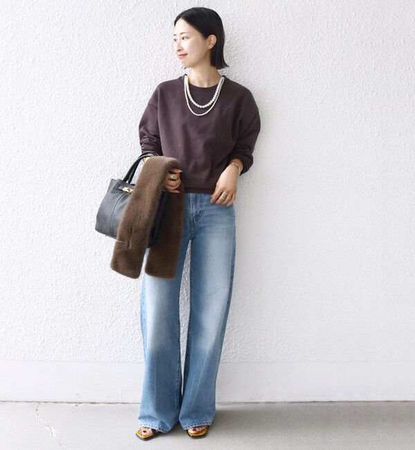 SHIPS for women「【WEB限定】〈手洗い可能〉パール調 ネックレス チャーム 付 ドルマン スウェット」|スウェット・ジャージ|