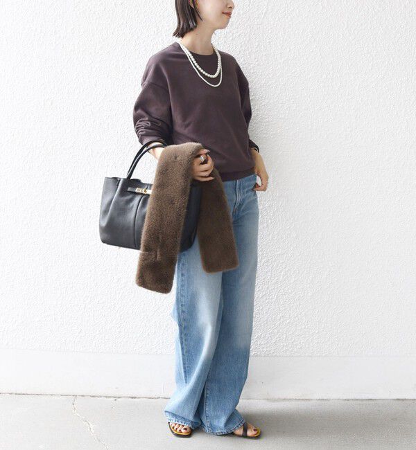 SHIPS for women「【WEB限定】〈手洗い可能〉パール調 ネックレス チャーム 付 ドルマン スウェット」|スウェット・ジャージ|